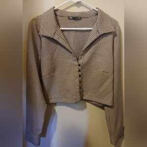 Zara Women's Monochrome Houndstooth Blazer